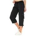 thumbnail image 1 of Clearance Clothes under $5.00 LEBONYARD Women's Cotton Capri Pants Relaxed Fit Summer,Capris Womens Pants with Pockets Loose Dressy Lightweight Ladies Baggy Cargo Shorts Capris for Hiking Black XL, 1 of 7