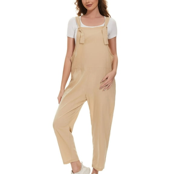 Clearance Clothes under $5.00 LEBONYARD Womens Plus Size Jumpsuits,Women Ladies Solid Color Summer Sleeveless Backless Loose Long Playsuits Rompers Jumpsuit Khaki M