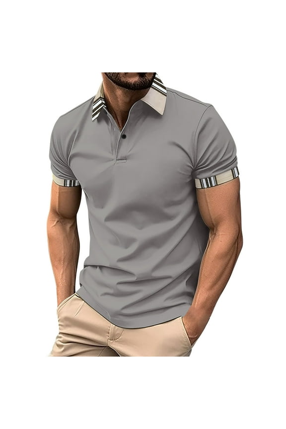 Clothes Shirts for Men Short Sleeve Collared Shirt Business Casual Loose Fit T-Shirt Trendy Summer Tops Solid Color Work Office Tee Shirts Ropa De Hombre Or
