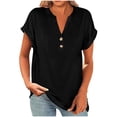 thumbnail image 1 of Clothes Under 5.00 Women V Neck Shirts for Women Short Sleeve Summer Tops Vacation Oversized Casual Solid Color Blouses Trendy Y2K Vacation Beach Clothes Tunic Fit Going Out Outfits, 1 of 7