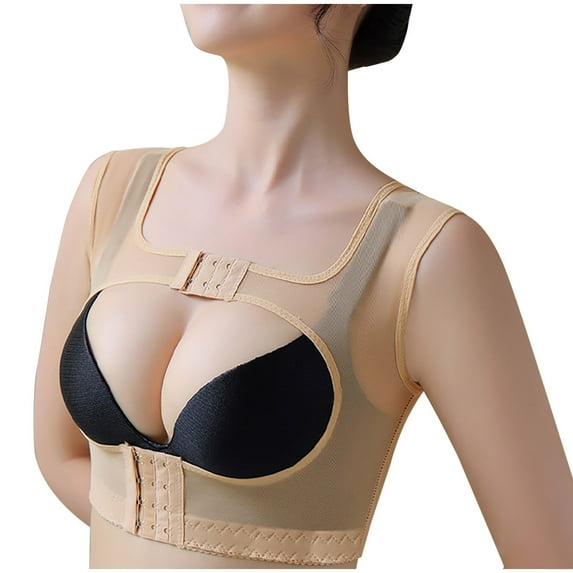 Clearance Clothes Under $5 TMOYZQ Women's Post Surgery Front Closure Shapewear Full Back Chest Brace Sleeveless Vest Tops Push Up Bra Chest Support Lifter Shaper Under Clothes