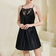 thumbnail image 1 of Abomasnow Womens Criss Cross Lace Pajama Dress Casual Sleeveless Backless Sleepwear Dress One Piece Satin Silk Lounge Wear, 1 of 4