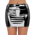 thumbnail image 1 of Clearance Clothes Under $10.00 Abomasnow Women's Sexy Bodycon Pencil Skirts Solid Elastic High Waist Faux Leather Mini Skirts, 1 of 5