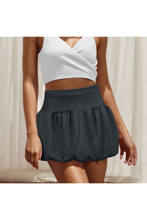 Clearance Clothes Under $10.00 Abomasnow Women's Y2K Bubble Shorts Elastic High Waisted Wide Leg Bloomers Shorts