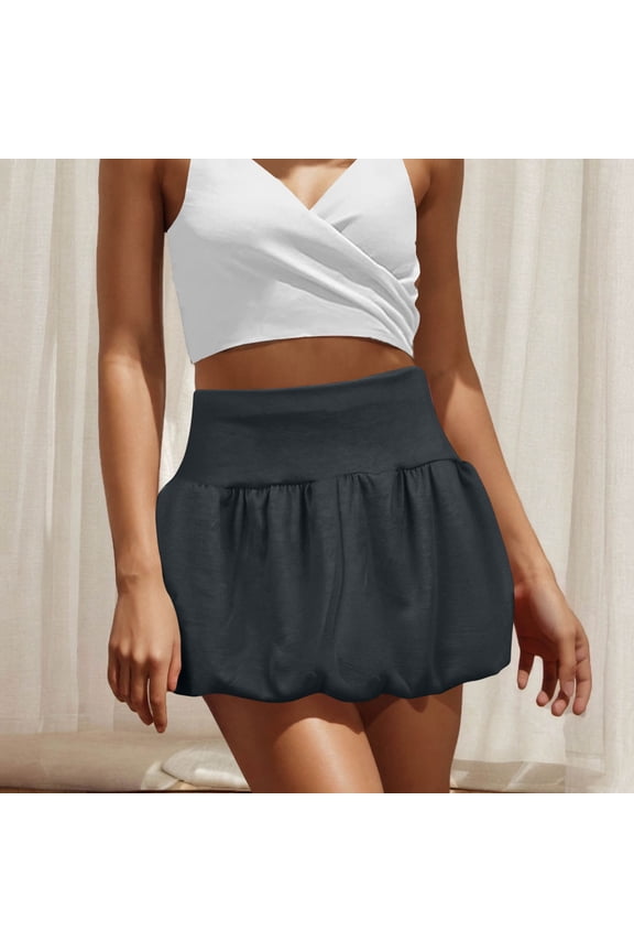Clearance Clothes Under $10.00 Abomasnow Women's Y2K Bubble Shorts Elastic High Waisted Wide Leg Bloomers Shorts