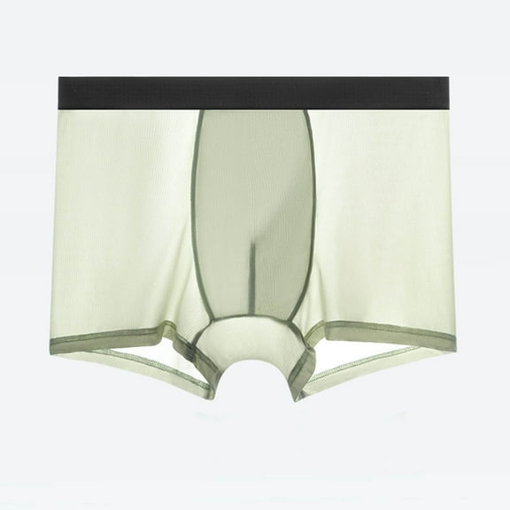 Clearance Clothes Under $10.00 TMOYZQ Men's Boxers Briefs Sexy See Through Ice Silk Underwear Breathable Ultra-Thin Sheer Boxer with Bulge Pouch