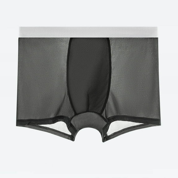 Clearance Clothes Under $10.00 TMOYZQ Men's Boxers Briefs Sexy See Through Ice Silk Underwear Breathable Ultra-Thin Sheer Boxer with Bulge Pouch