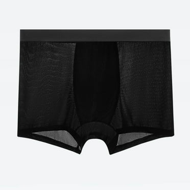Clearance Clothes Under $10.00 TMOYZQ Men's Boxers Briefs Sexy See Through Ice Silk Underwear Breathable Ultra-Thin Sheer Boxer with Bulge Pouch