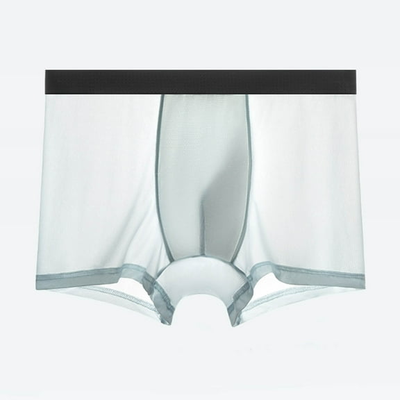 Clearance Clothes Under $10.00 TMOYZQ Men's Boxers Briefs Sexy See Through Ice Silk Underwear Breathable Ultra-Thin Sheer Boxer with Bulge Pouch