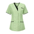 thumbnail image 1 of Clearance Clothes Under $10 Abomasnow Oversized Scrubs Tops for Women Short Sleeve Housekeeping Uniforms V Neck Nursing Tops with Pockets, 1 of 2