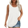thumbnail image 1 of Abomasnow Women's Tank Tops 2026 Summer Sleeveless Curved Hem Pleated Basic Dressy Blouses Trendy Crewneck Flowy Tanks, 1 of 8