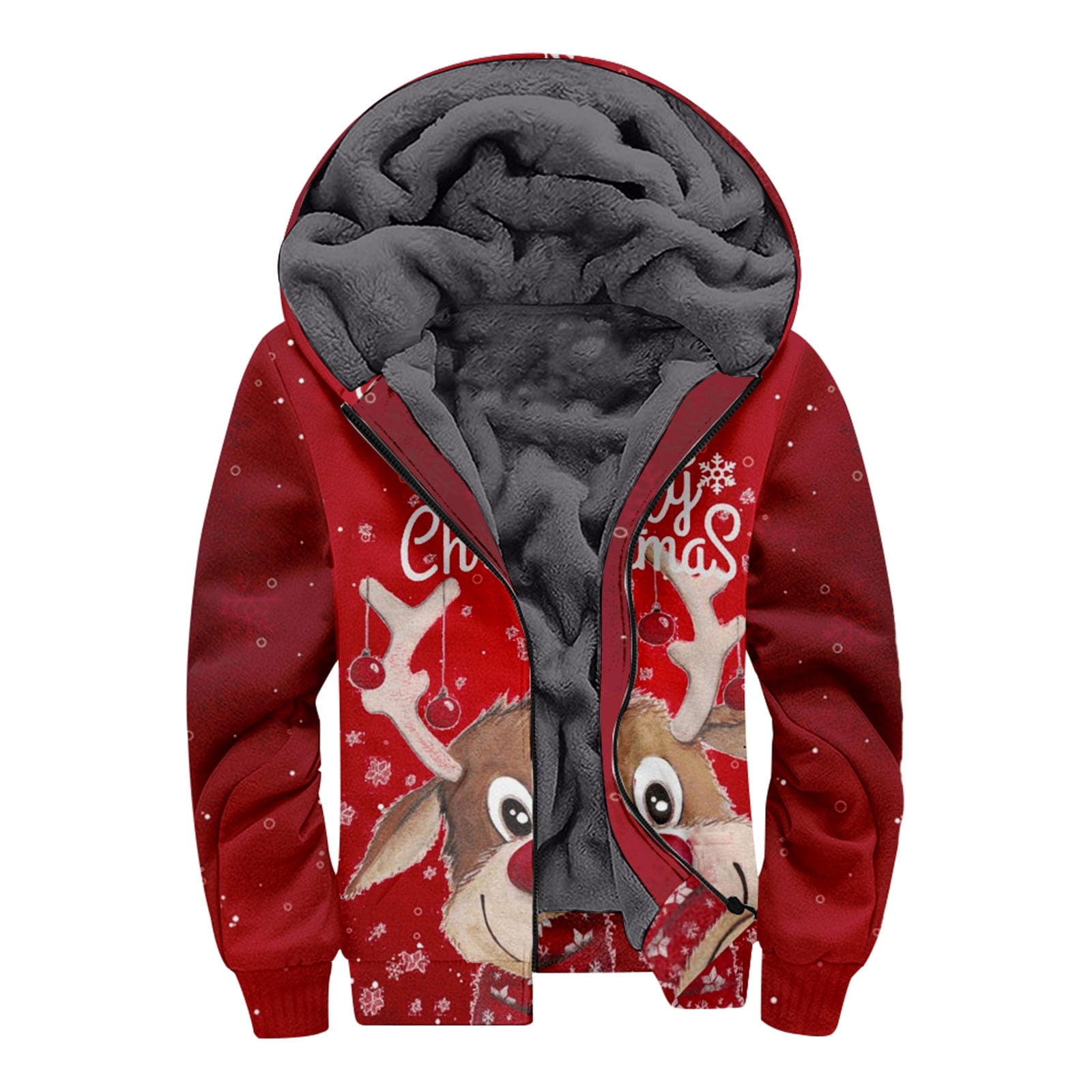 Christmas Snowflake Pattern Sherpa Hoodie Mens Sublimation Casual