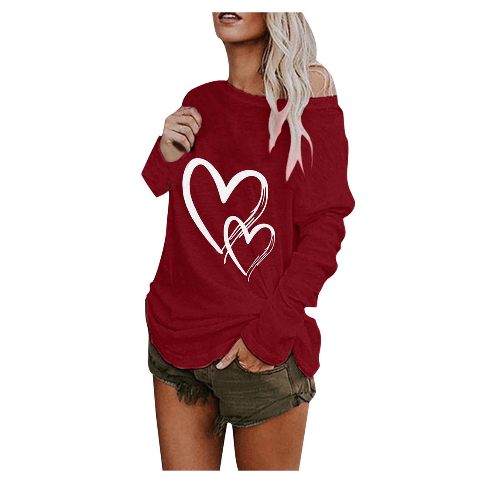 Clearance Clothes Under 5.00 ! BVnarty Women's Top Dressy Loose Tummy Hiding Round Neck Long