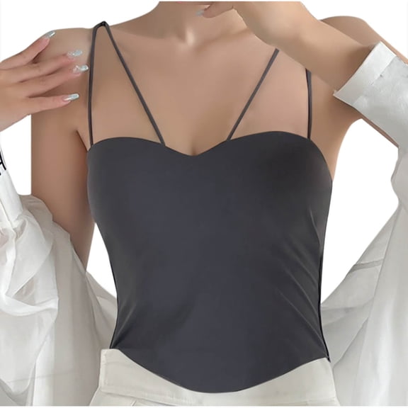 Abomasnow Tank Tops for Women Spaghetti Strap Backless Tube Tops Casual Curved Hem Cami Undershirts