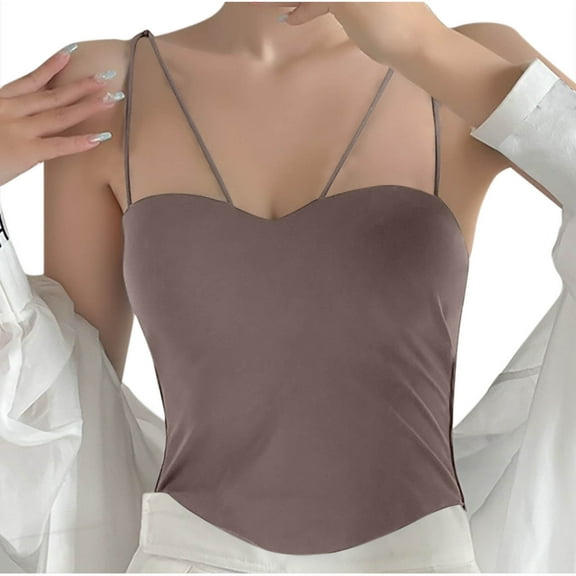 Abomasnow Tank Tops for Women Spaghetti Strap Backless Tube Tops Casual Curved Hem Cami Undershirts