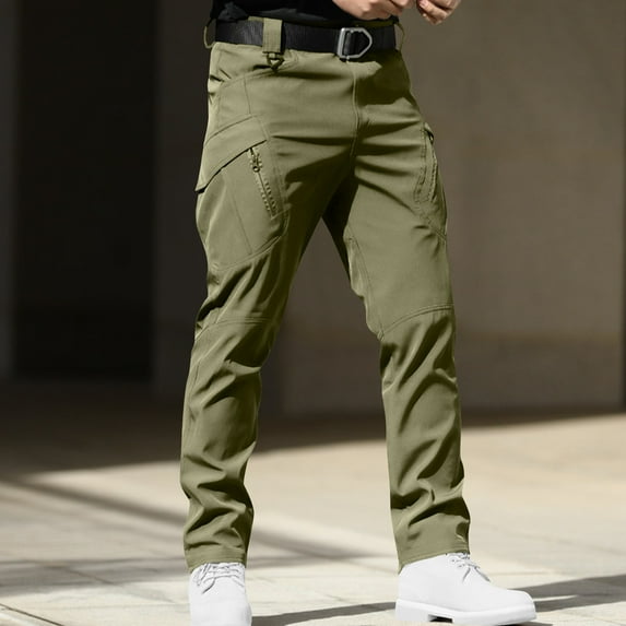 Clearance Clothes under $25 Ofreoo Men's Loose High Elasticity Waterproof Multi Pocket Work Pants