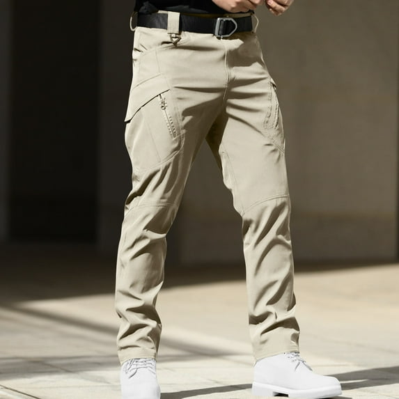 Clearance Clothes under $36 Ofreoo Men's Loose High Elasticity Waterproof Multi Pocket Work Pants