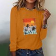 thumbnail image 1 of Clearance Clothes under $5.00 Fashion Women's Spring Printed Long Sleeves Round Neck Casual Tee Tops, 1 of 5