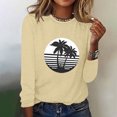 thumbnail image 1 of Clearance Clothes under $5.00 Fashion Women's Spring Printed Long Sleeves Round Neck Casual Tee Tops, 1 of 5