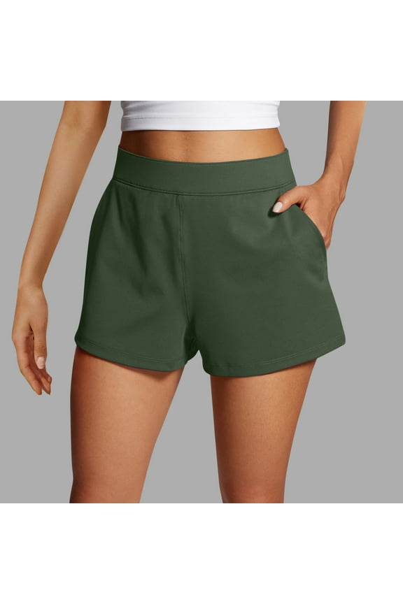 Clearance Clothes under $5.00 LEBONYARD Womens Summer Shorts,Women Summer Solid Color Shorts Side Zipper with Pockets Army Green S