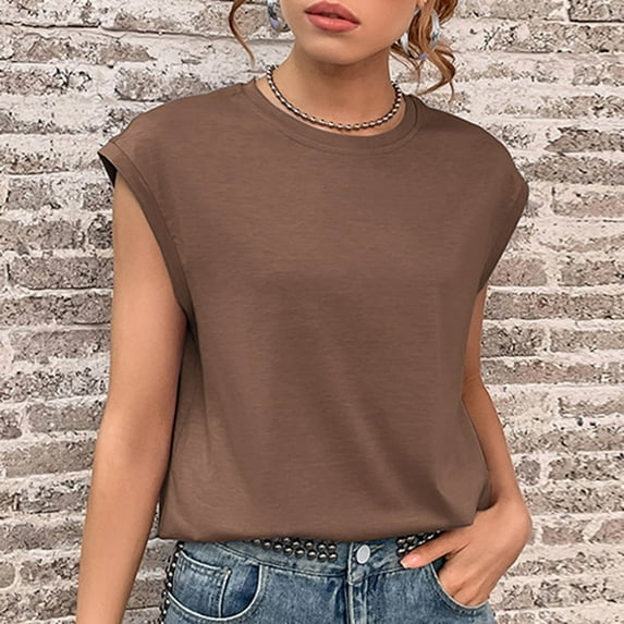 Tbopshirt Women Casual Short Sleeve Short Sleeve Solid Pullover Blouse T-shirt Tops Loose