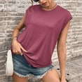 thumbnail image 1 of Tbopshirt Women Casual Short Sleeve Short Sleeve Solid Pullover Blouse T-shirt Tops Loose, 1 of 4