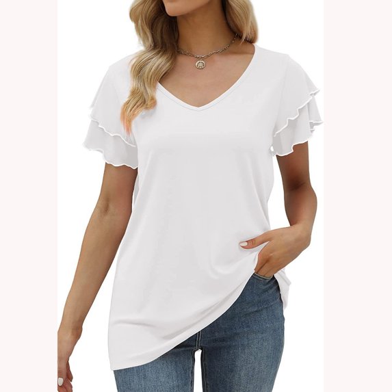 Clearance Clothes under Women's Fashion Casual Solid Color Buttons Comfortable Short Sleeve Sweatshirt Tops Blouse