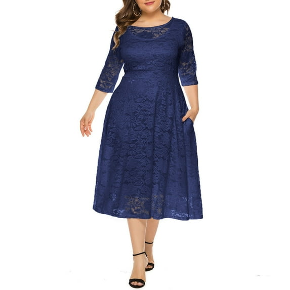 Clothing Under $10,POROPL Plus Size Maxi Dress for Women Hollow Out Lace Long Dress Evening Dress Party Dress Navy Size 24