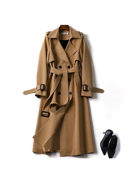 Clothing!Coats for Women Trench Windbreaker Outerwear Fit Coat Women Solid Long Overcoat Slim Jacket Women's Coat Jackets for Women Knit Tops