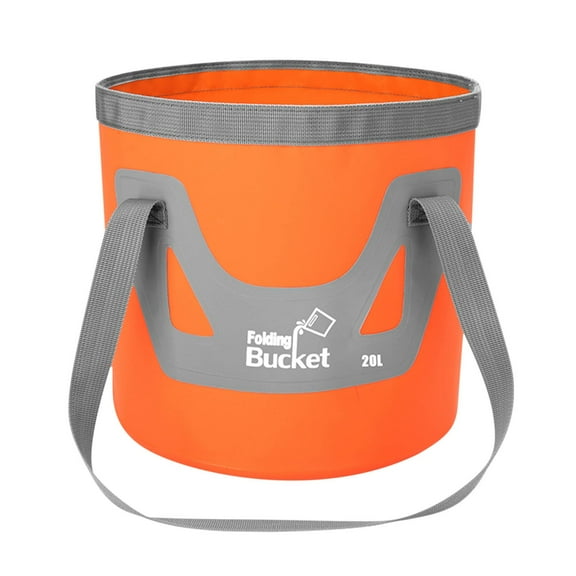 Collapsible Bucket with Handle, Lightweight Folding Water Container, Portable Collapsible Bucket for Fishing, Camping, Hiking, Backpacking, Outdoor Survival, Car Washing Orange 20L