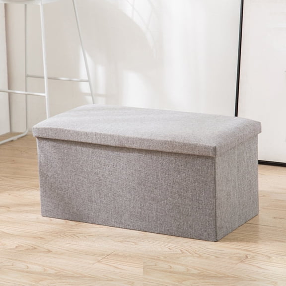 Clearance! Collapsible Folding Storage Bench Ottoman Box Seat Chest Footstool Ideal for Bedroom Hallway Shoe Coffee Table,Grey,15.75*9.84*9.84 inch