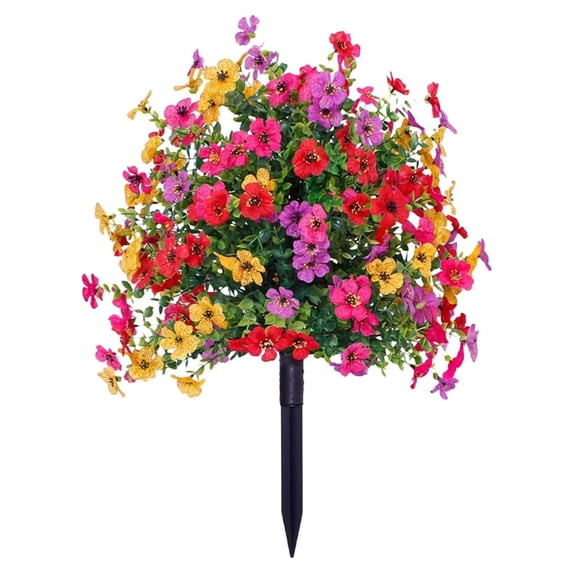 Clearance | Colorful Artificial Flowers with Detachable Garden Stake, Morning Glory Bush Yard Stakes Plastic Floral for Courtyard Garden Patio Outdoor Decoration