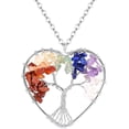 thumbnail image 1 of [Clearance] Colorful Crystal Pendant Necklaces for Women Fashion Stainless Steel Tree of Life Heart Necklace Jewelry Gift on Clearance, 1 of 7