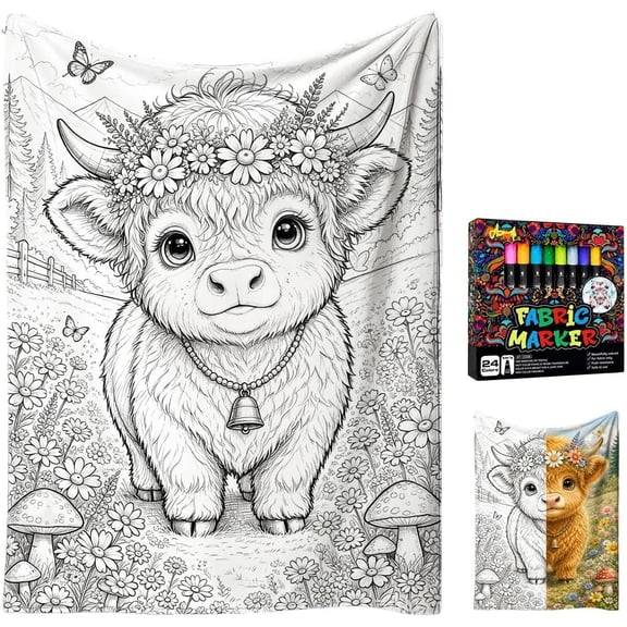 Clearance! Coloring Blankets for Adults Washable Paintable Flannel Blanket, Cozy Sofa & Bed Decor, Creative Gift for K*ids and Adults 30×40 in