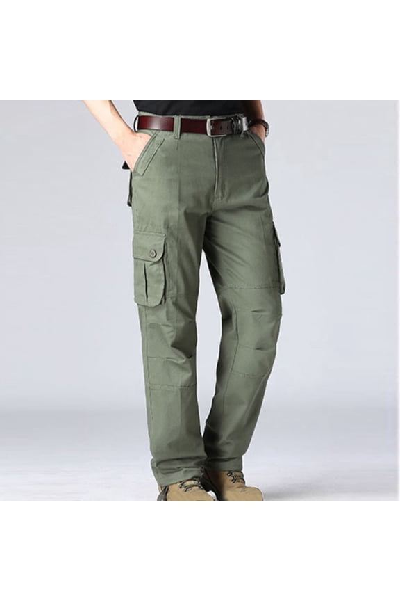 Comfort Soft EcoSmart Men's Fleece Sweatpants Men's Outdoors Thick Straight-leg Pants Mountain Climbing Multi-pocket Overalls Trousers Ndbuld,Green,XL