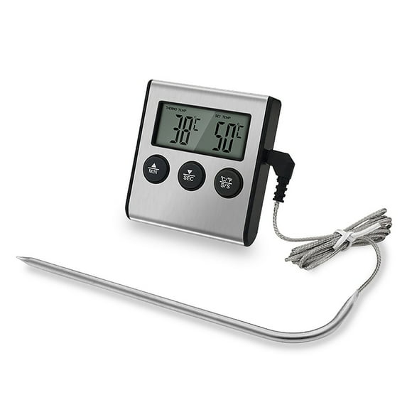 Clearance! Cooking Food Thermometer Kitchen Food Meat BBQ Grill Thermometer With Timer Stainless steel Materials Digital Thermometer For Smokers Ovens