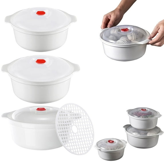 Clearance Cooking Utensils under $20,Microwave Bowl With Lid Heating Dish Noodle Bowl Storage Plate Soup Bowl With Handle Easy To Microwave Cookware Kitchen College Dorm