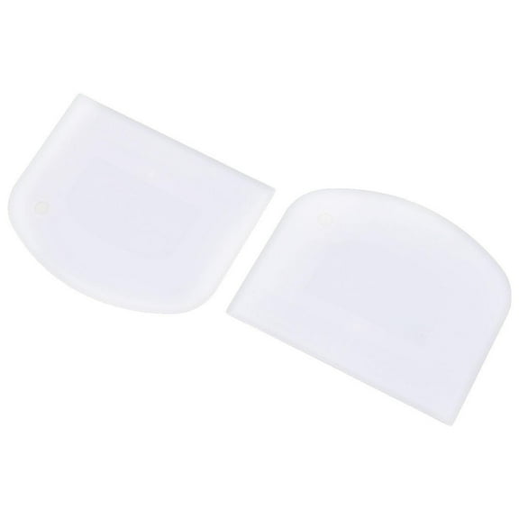 Clearance Cooking Utensils under $5,Plastic D Shaped Flour Bread Cake Dough Scraper Cutter White 2pcs