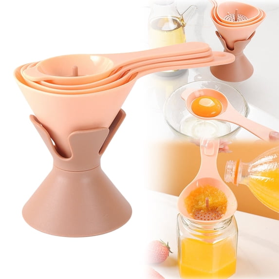 Clearance Cooking Utensils under $6 Set Of 4 Kitchen Funnels With White Separator And Stand 3 Sizes Funnel For Liquid Powder Oil Transferring