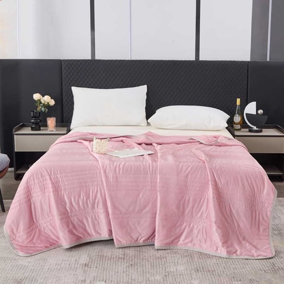 Clearance Cooling Comforter Full, All Season Blanket for Hot Sleepers, Lightweight Comforter for Night Sweats, Double-Sided Cooling Bedding for Bed, Sofa, Office, Camping (Pink,59"*79")