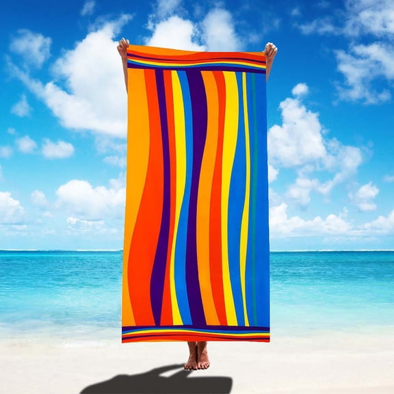 Clearance！Coorders Microfiber Beach Towel - Lightweight, Quick-Dry, Sand-Free - 30x60 inch Colorful Rainbow Beach Towel