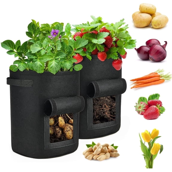Clearance！Coorders Potato Planter Bag,2 Packs PE Container Bag with Side Window for Growing Potatoes, 30x35cm