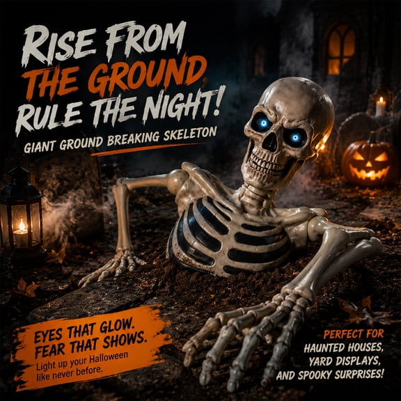 Clearance Costco Giant Ground Breaking Skeleton with LCD Eyes