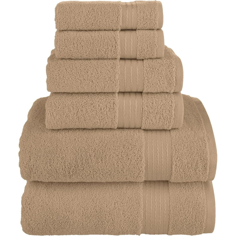 Clearance Cotton 6 Piece Towel Set Includes 2 Washcloths 2 Hand Towels and 2 Bath Towels 100 Turkish Cotton Highly Absorbent and Super Soft Towels for Bathroom Taupe Walmart