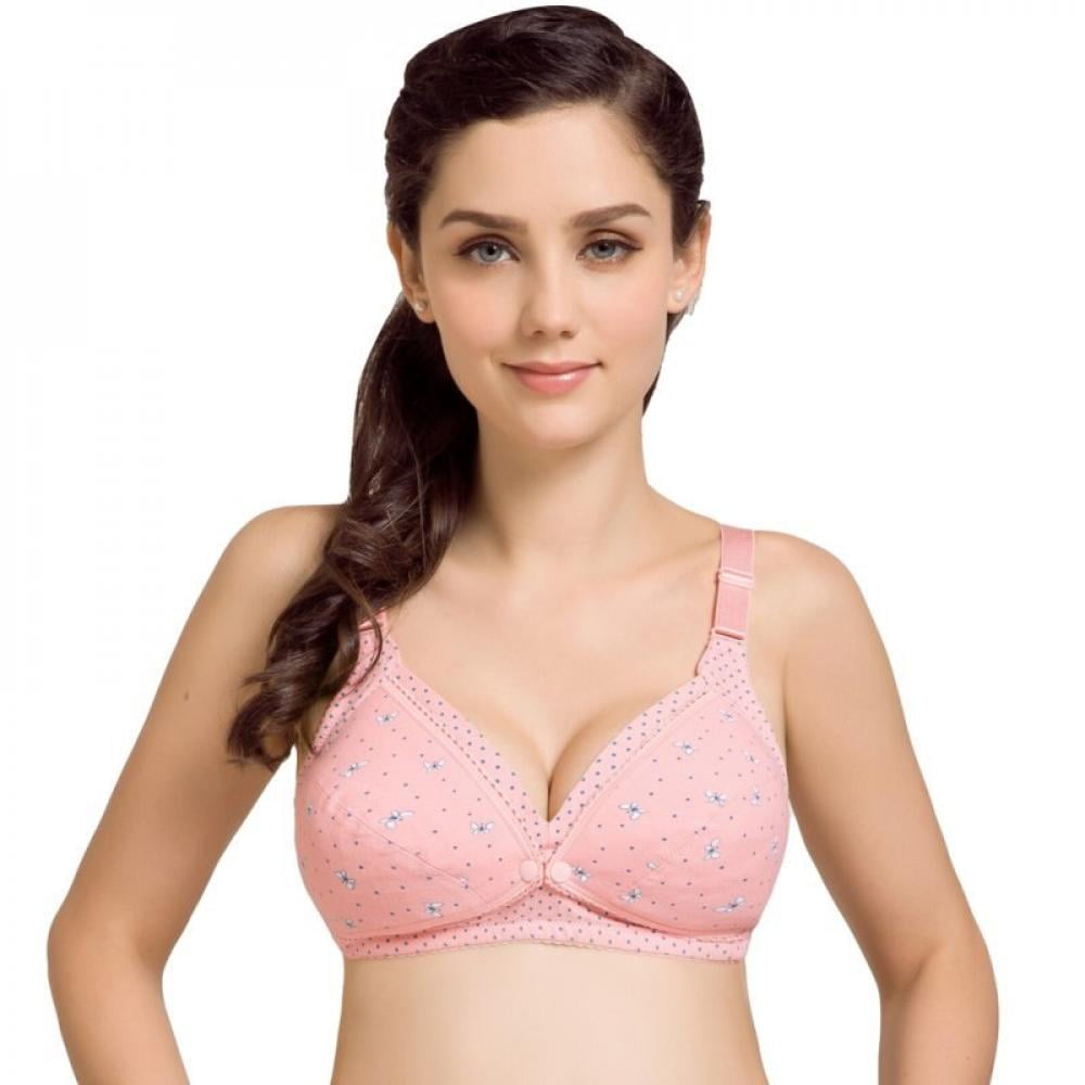 Cotton Maternity Nursing Bras Pregnant Breastfeeding Pregnancy Women  Underwear Breast Feeding Bra (Bands Size : 34(75), Color : Pink)
