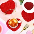 thumbnail image 1 of Clearance! Cotton Heart Woven Coasters Drink Handmade Braided Cup Coasters Absorbent Woven Coasters Woven Hot Pads Mats for Drink Home Kitchen Heat-Resistant Reusable Non-Slip 4.92x4.13in, 1 of 7