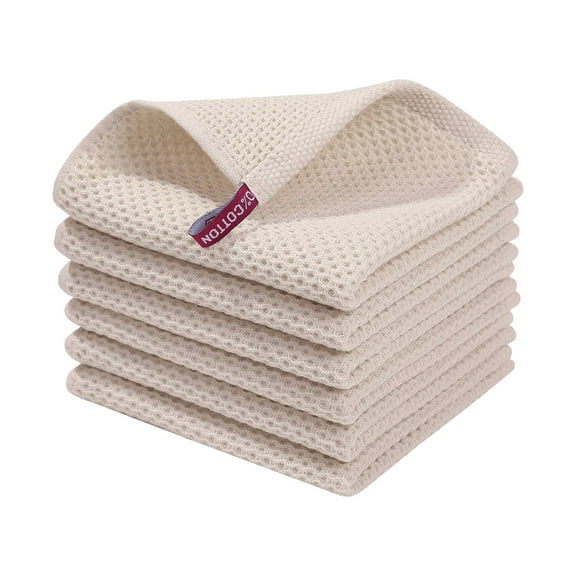 Hvmvliv Cotton Kitchen Dish Cloths Honeycomb Kitchens Towel Soft Super Absorbent and Quick Drying Hand Towels with Hanging Loop Dish Towel Dry and Wet Use(9.84x9.84in)