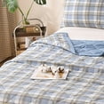 thumbnail image 1 of Clearance Cotton Plaid Quilt, Ultra Soft Bedding, Lightweight Reversible Coverlet Bedspread with Wave Quilting for Summer, 39.3"x59", Grid Black Blue, 1 of 7