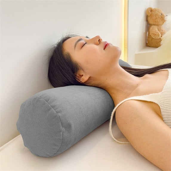 Clearance! Cotton and Linen Long Cervical Pillow Solid Color Round Cervical Pillow Sofa Cushion Round Neck Bolster Pillows D