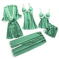 thumbnail image 1 of Clearance! Cqxid525 Cotton Pajamas for Women 5-Piece Women Garter Bra Set Robes Lace Bodysuit Deep-V Neck Underwear Green 1PC, 1 of 3